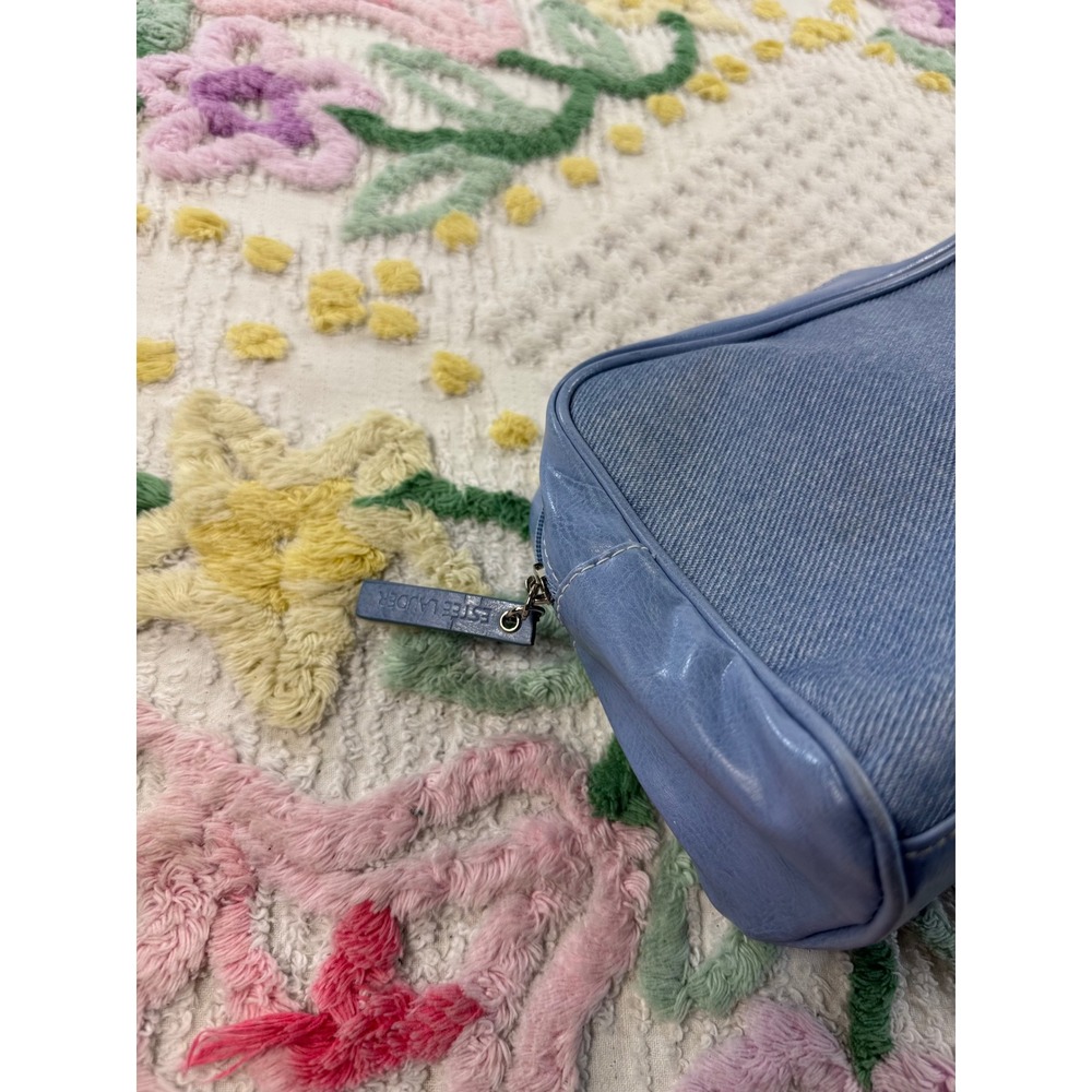 Estee Lauder Blue Denim Faux Leather Cosmetic Makeup Travel Bag Pouch - Picture 8 of 8